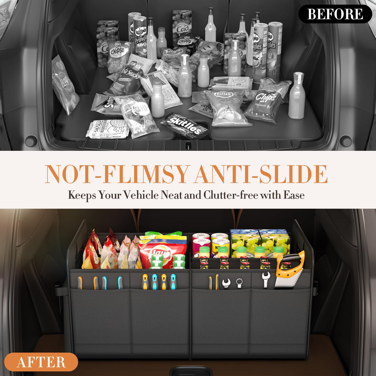 titiyiof holding groceries and bottles, prevents spills during drives