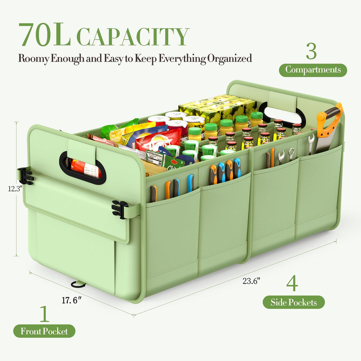 titiyiof open compartments holding groceries, organized storage benefit
