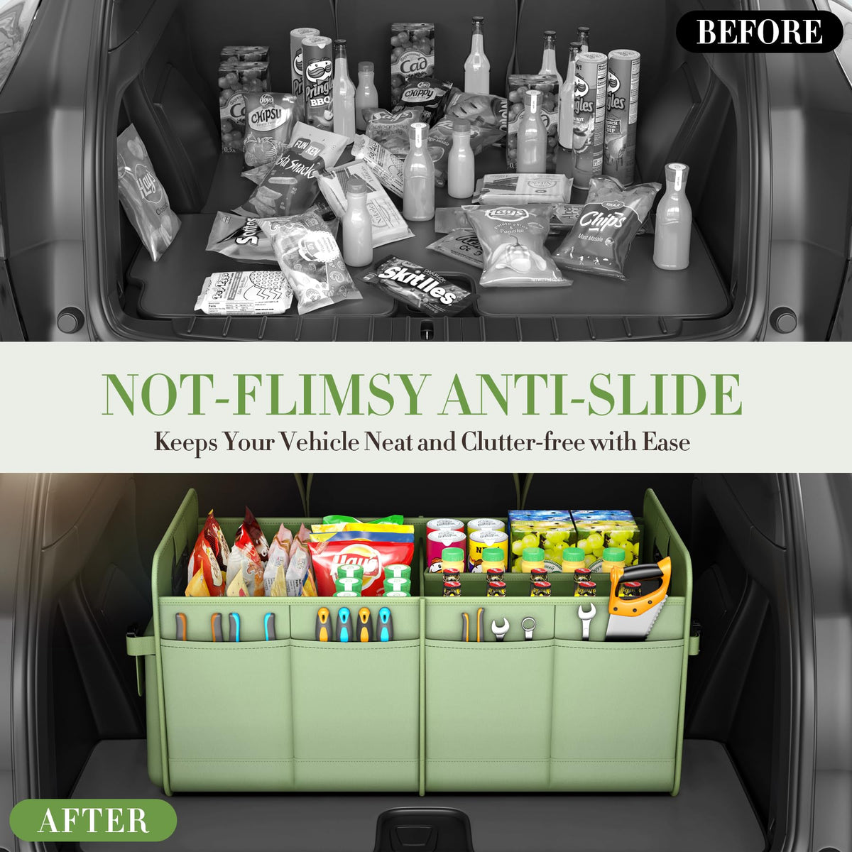 titiyiof adjustable straps buckled inside SUV trunk, secure anchoring