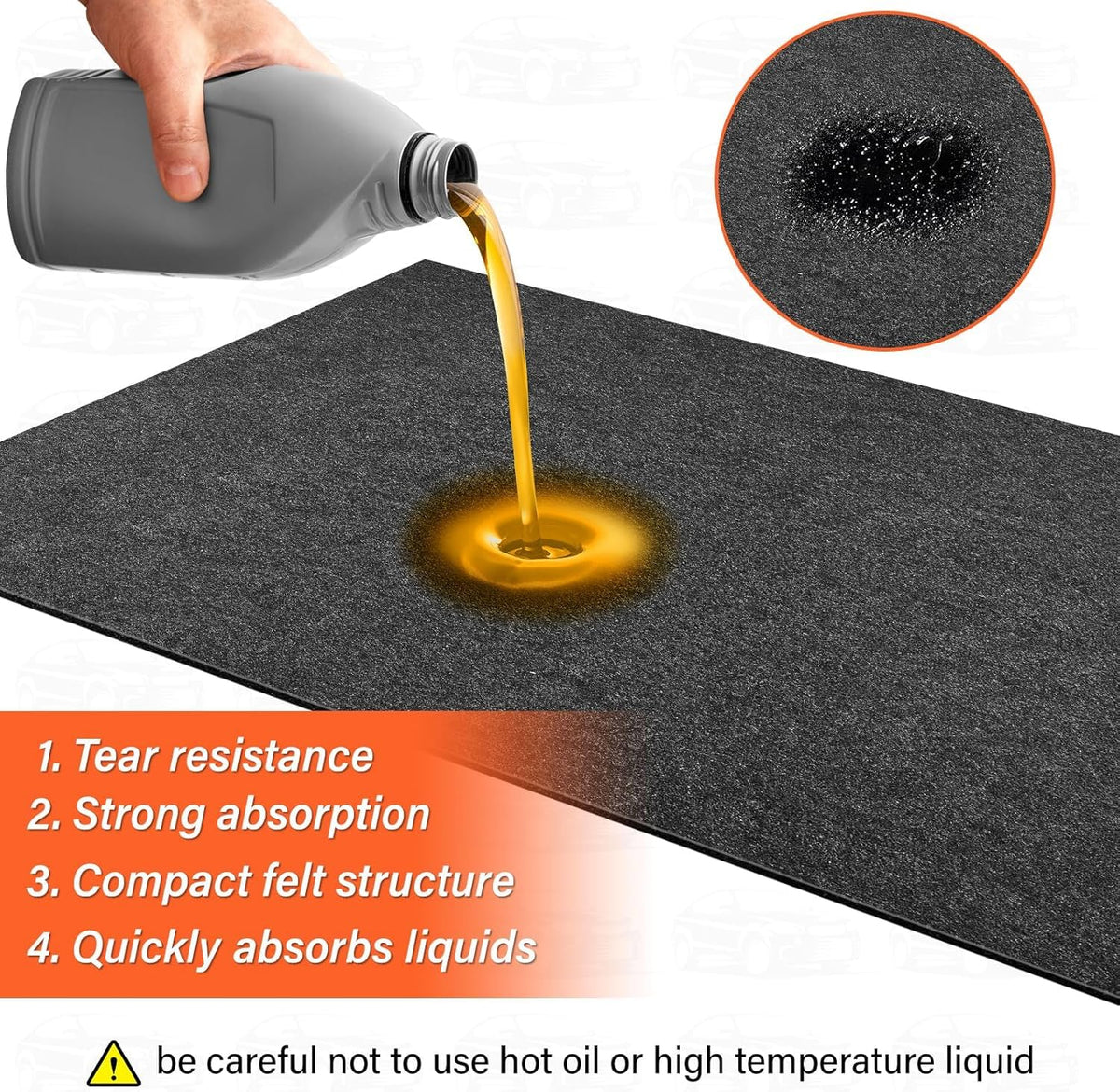 TIXANF close-up felt texture showing absorbent surface for spills
