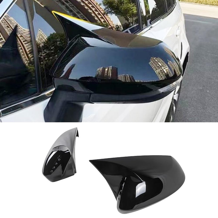 TKREENO front view of gloss-black mirror cover showing clean fit and upgraded look