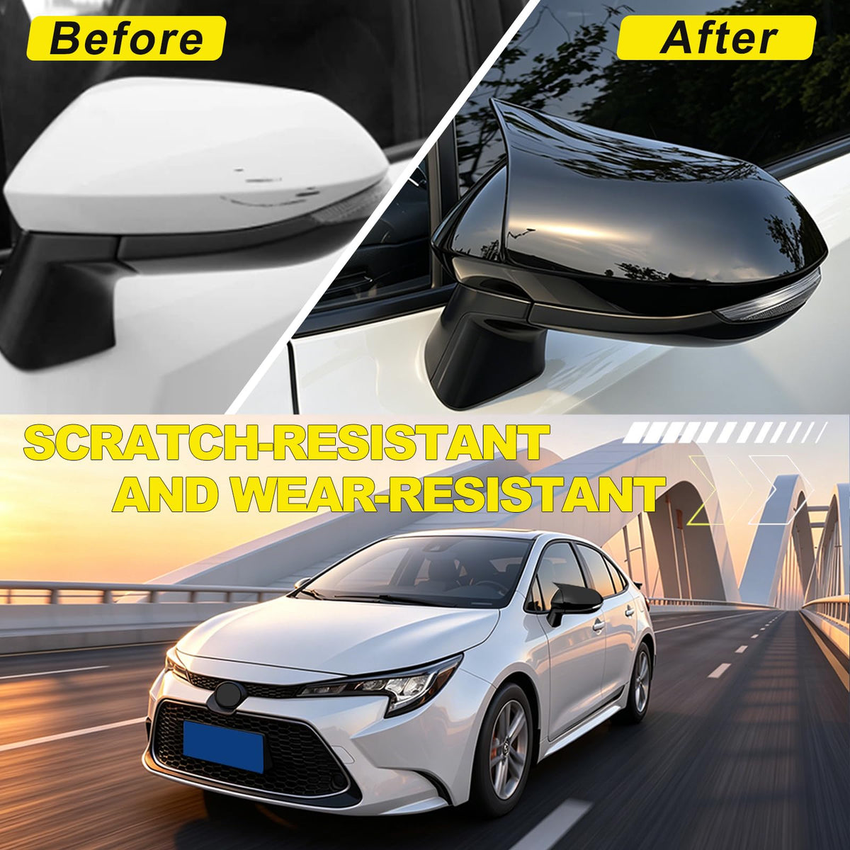 TKREENO installed on Toyota Corolla side mirror showing seamless integration and style