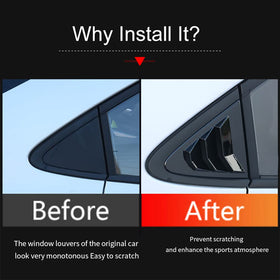 TKREENO louver installed on rear side window demonstrating improved aesthetics