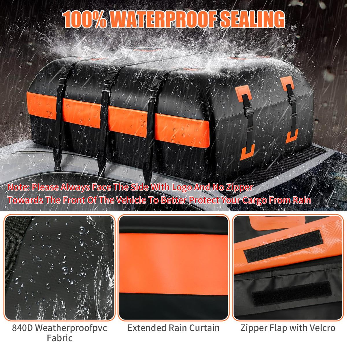 Tldcdte reinforced straps and door hooks securing rooftop bag for safe travel