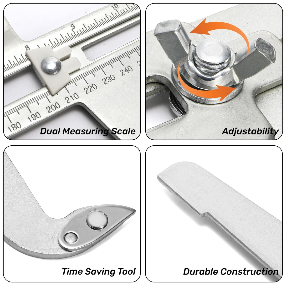 Tlence scale and wingnut detail showing locking mechanism for stable readings