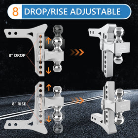 Tlvuvmo close-up of dual-ball head showing two ball sizes and secure towing benefit