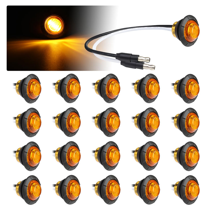 TMH mini amber front view showing bright LEDs and durable lens benefit visibility