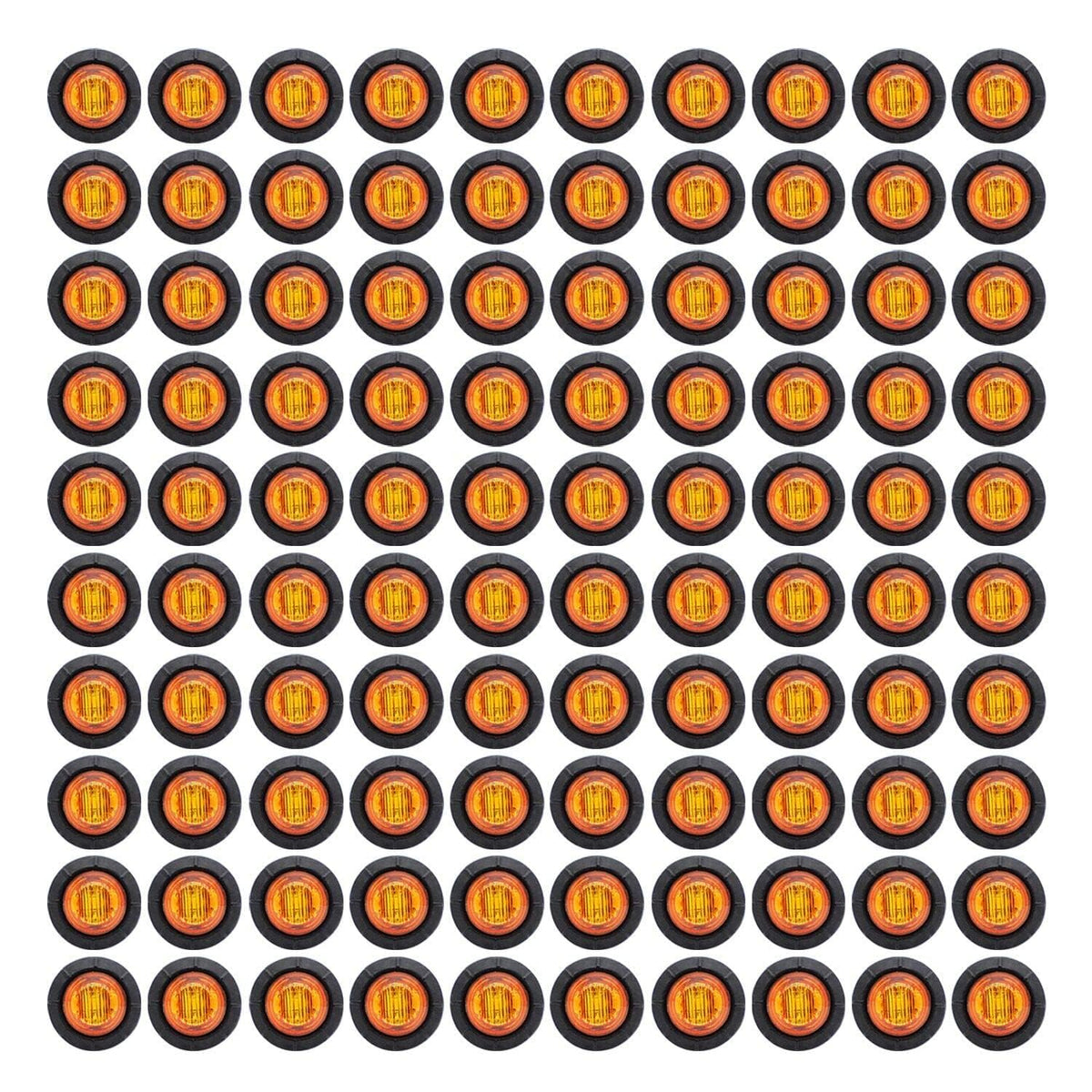 TMH front view of amber LED markers showing compact design and bright visibility