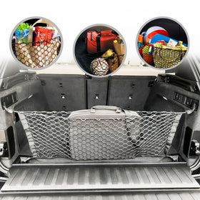 TN TrunkNets front view of envelope net showing clean cargo organization