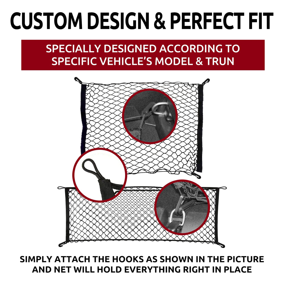 TN TrunkNets folded flat in cargo floor demonstrating compact storage benefit