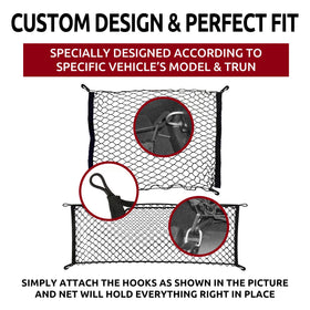 TN TrunkNets folded flat in cargo floor demonstrating compact storage benefit