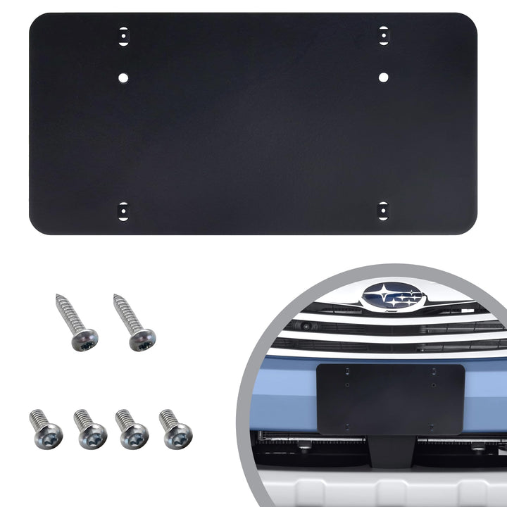 TN TrunkNets front bracket mounted on Subaru Outback showing secure fit and clear plate display