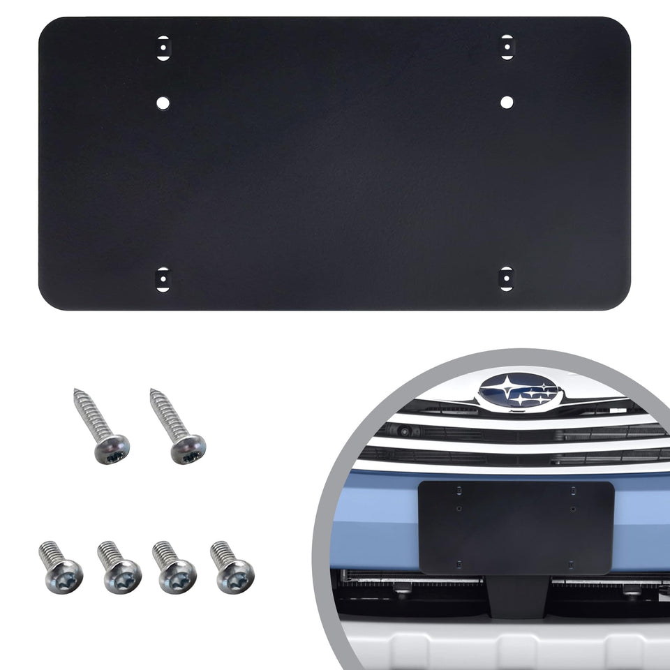 TN TrunkNets front bracket mounted on Subaru Outback showing secure fit and clear plate display
