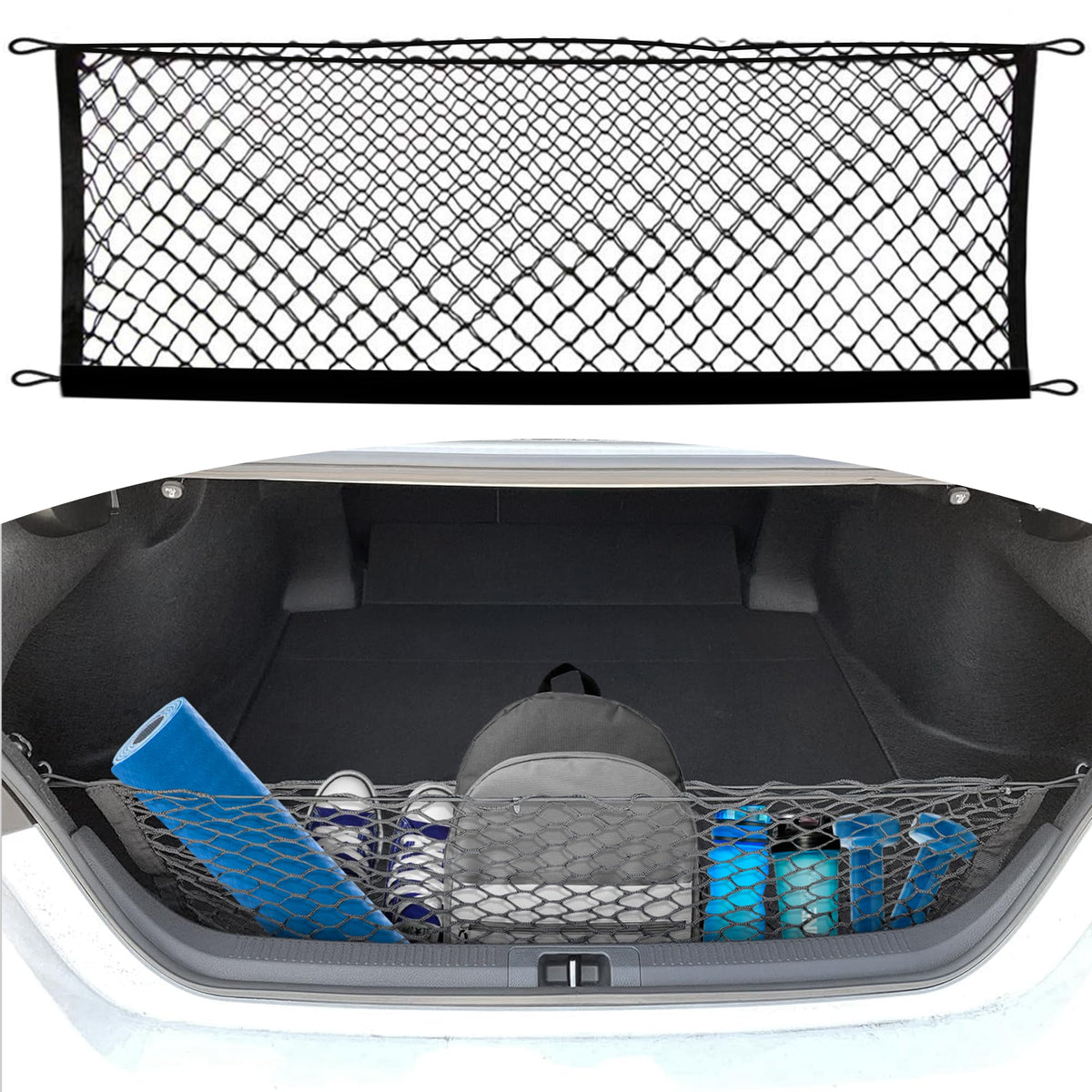 TN TrunkNets front view packaged showing product ready to install and save trunk space