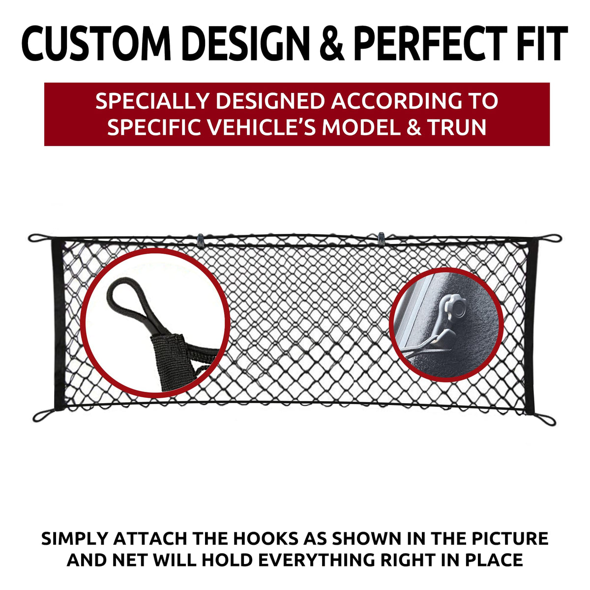 TN TrunkNets Inc installed in Toyota Camry trunk securing items for safer transport
