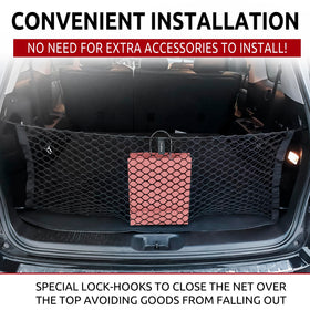 TN TrunkNets installed in Toyota Highlander cargo illustrating secure storage