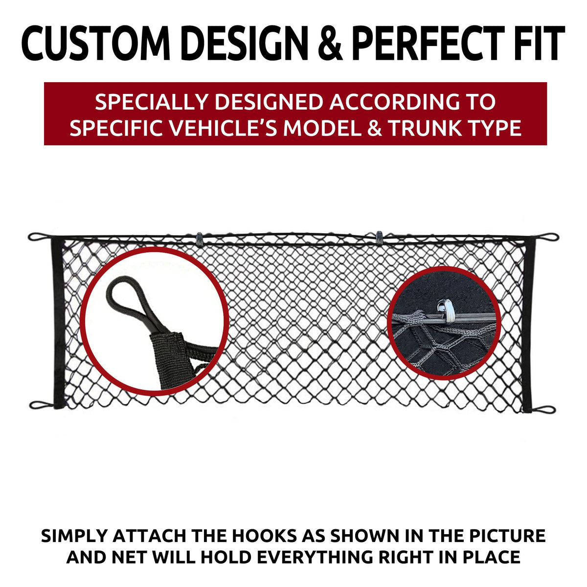 TN TrunkNets installed in Toyota Camry trunk securing items for safer transport