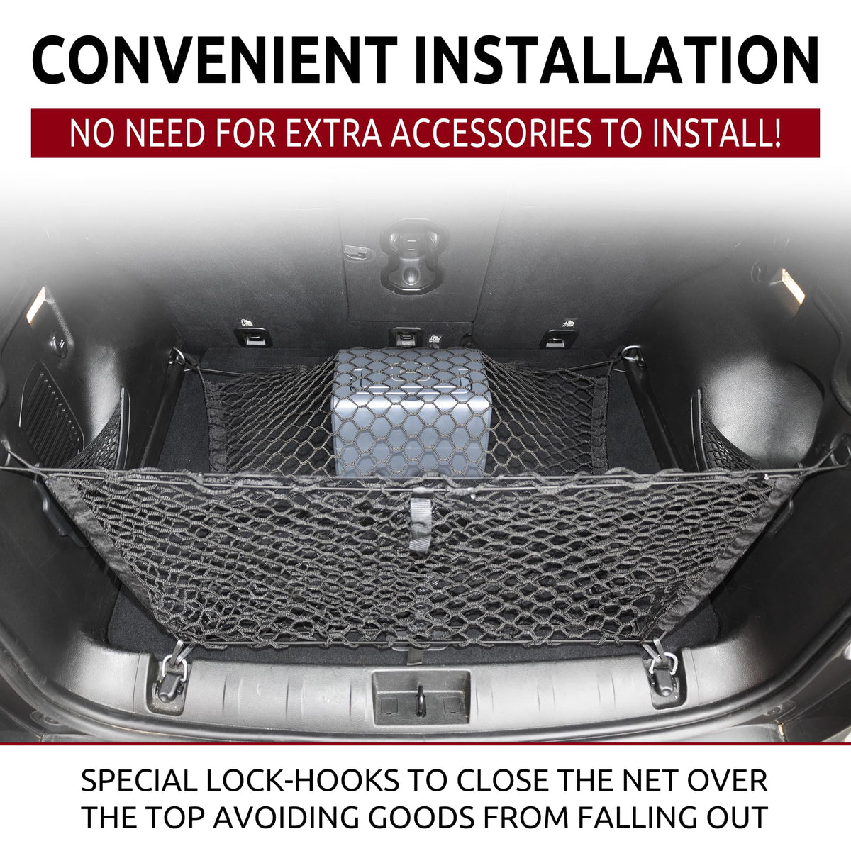TN TrunkNets side profile holding groceries showing secure containment benefit