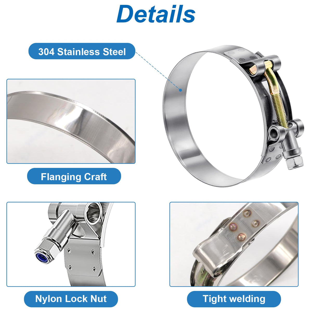 Tnisesm clamp installed on turbo intake hose, providing secure, leak-resistant connection