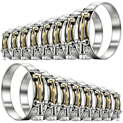 Tnisesm front view of 16-piece clamp kit, shows sizes and organization for quick selection