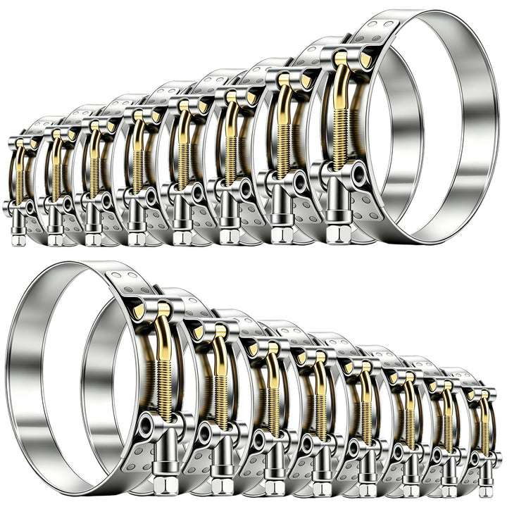 Tnisesm front view of 16-piece clamp kit, shows sizes and organization for quick selection