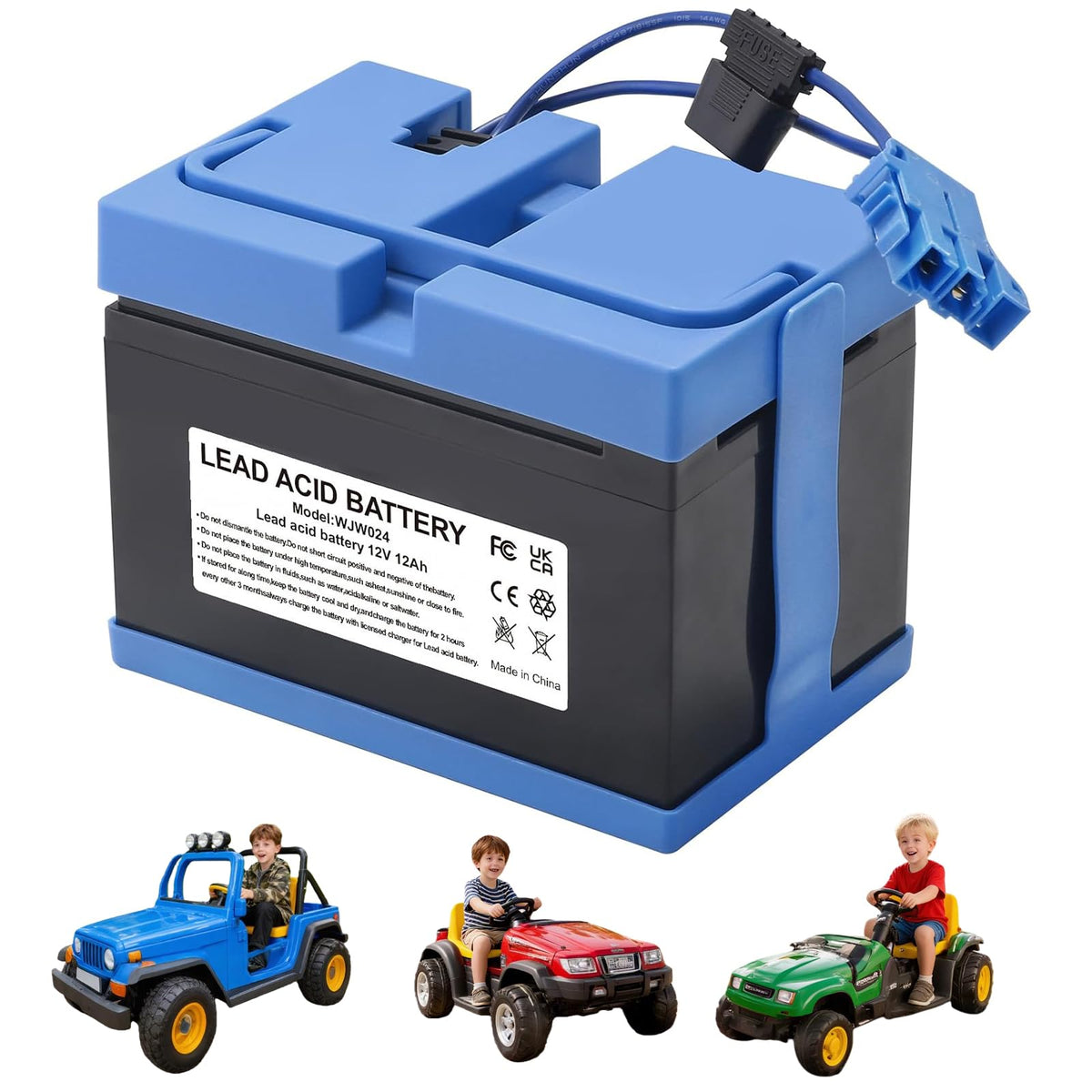 Tnvodejo front view of 12V battery showing compact housing and safety