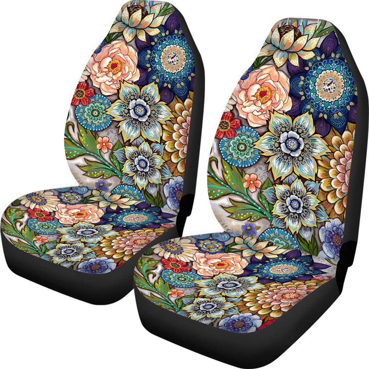 TOADDMOS packaged set of two front seat covers showing compact box and branding, quick upgrade benefit