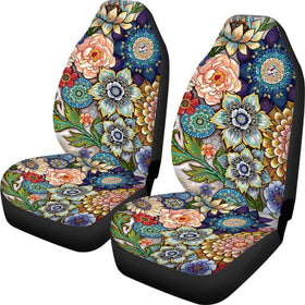TOADDMOS packaged set of two front seat covers showing compact box and branding, quick upgrade benefit