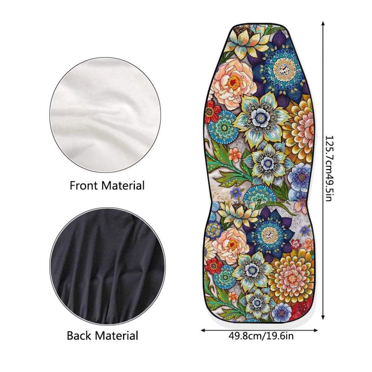 TOADDMOS rear of seat cover showing elastic and fastening system, secure hold and easy removal