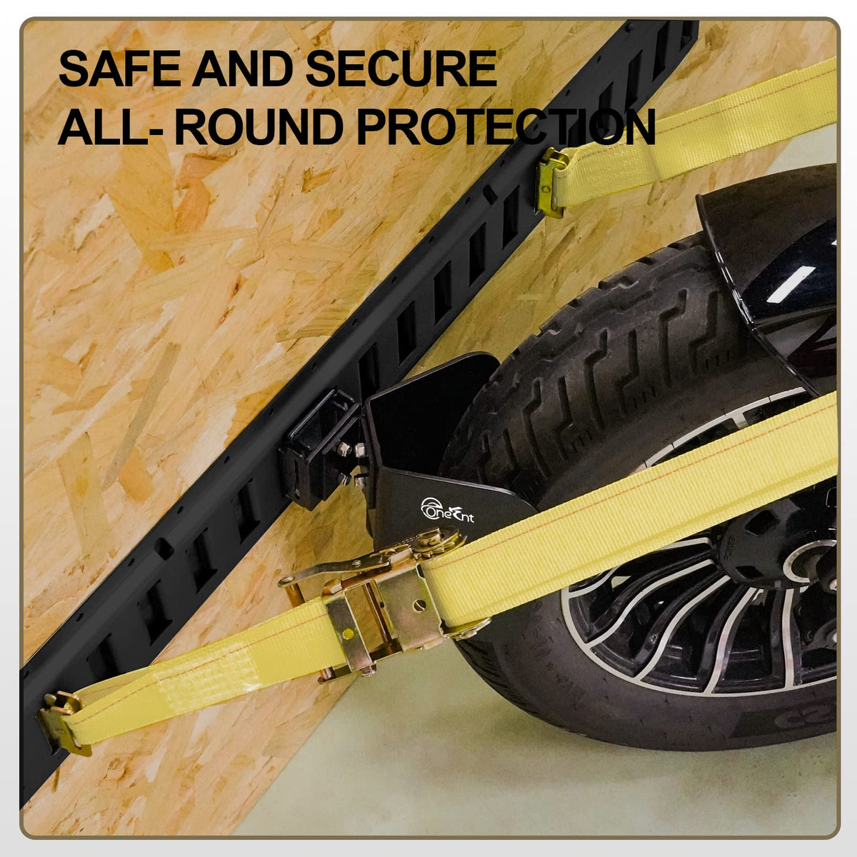 TOBUMO four chocks mounted side-by-side showing compact storage, efficient use of space benefit
