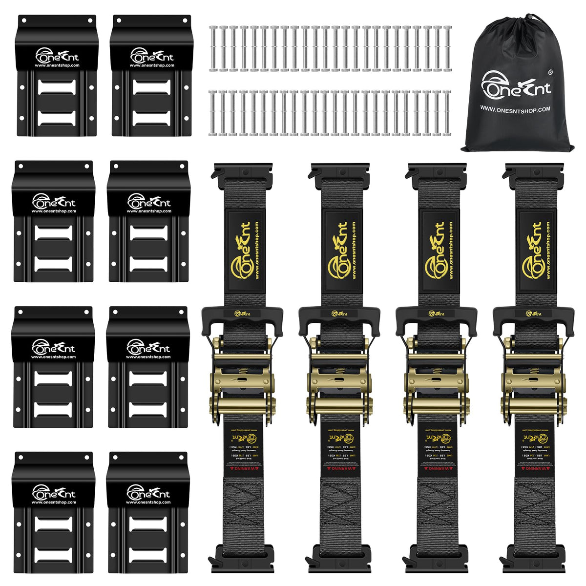TOBUMO front packaging showing full 4-piece strap and chock kit benefit of complete set