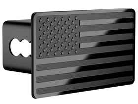 TOEASYTY front view of American flag hitch cover shows bold patriotic design and durable finish
