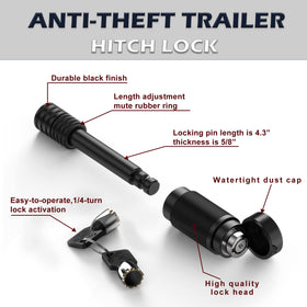 TOEASYTY trailer hitch lock with two keys showing strong theft protection
