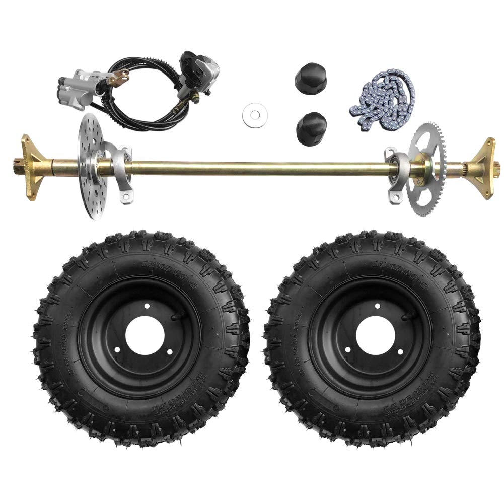 Togarhow complete rear axle assembly front view showing wheels and brake for quick install