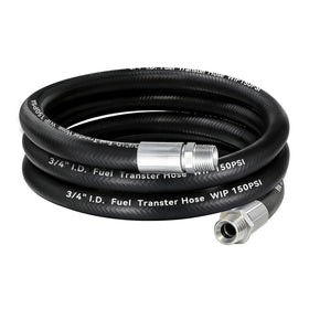 Togsher front view of 3/4" fuel hose showing fittings and length benefits