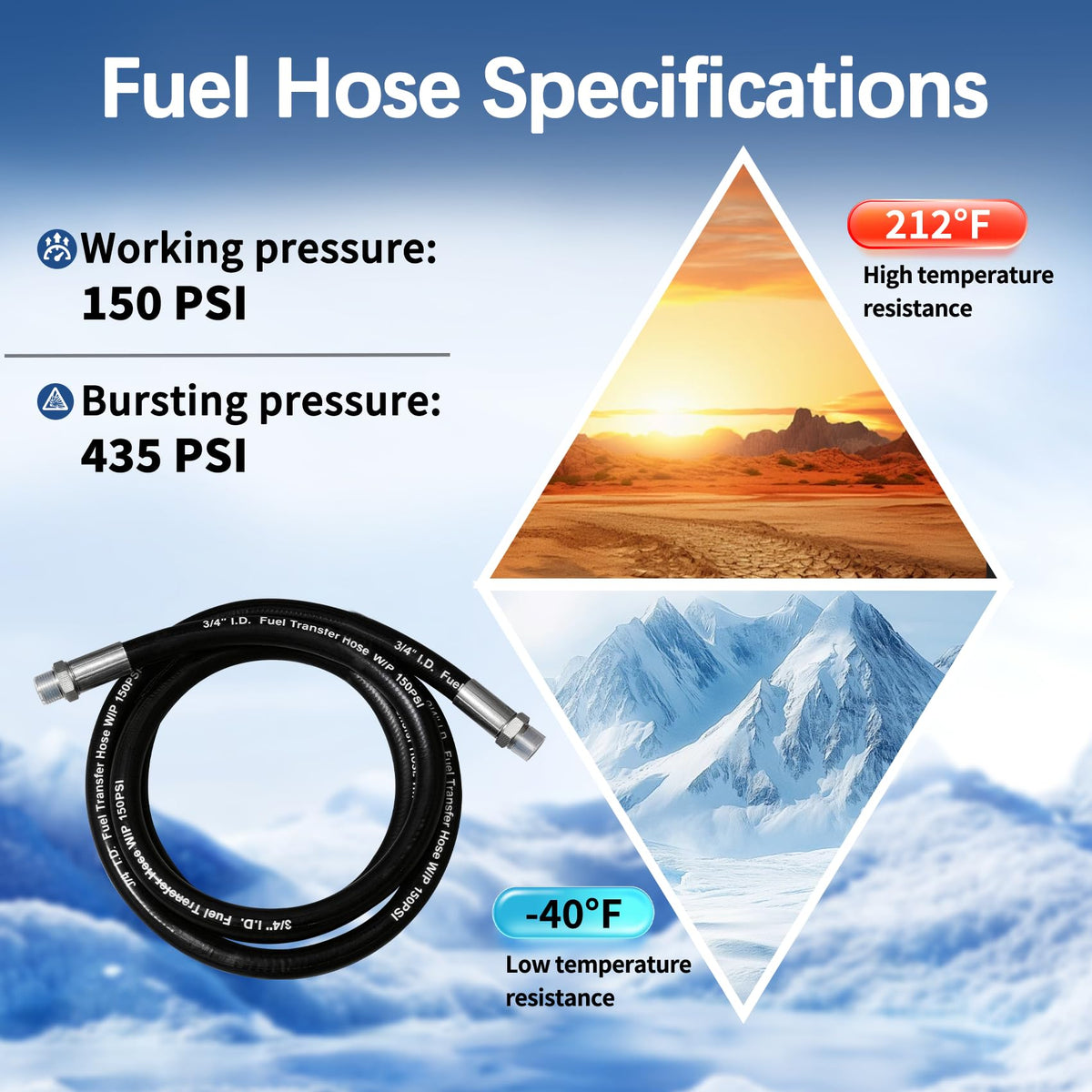 Togsher hose connected to fuel pump demonstrating reliable fuel transfer