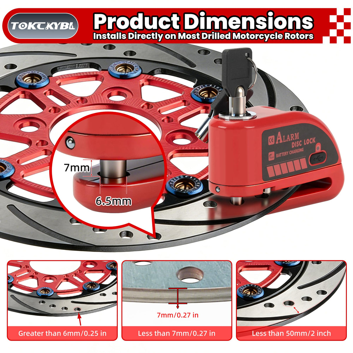 TOKCKYBL close-up of vibration sensor and alarm highlighting quick tamper detection benefit