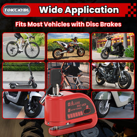 TOKCKYBL mounted on motorcycle disc demonstrating secure fit and on-bike protection