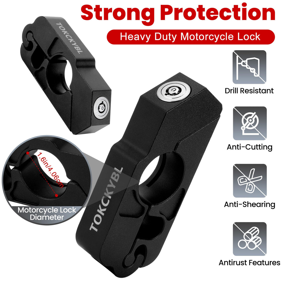 TOKCKYBL side profile clamp demonstrating sturdy anti-theft hold