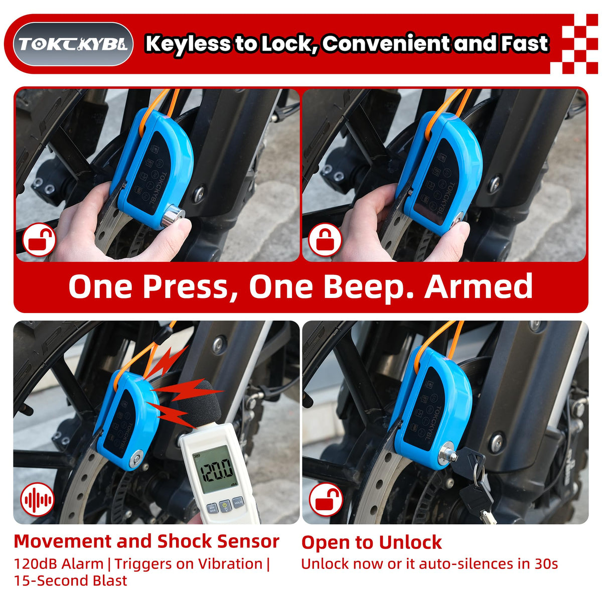 TOKCKYBL bright reminder cable attached to handlebar providing visual safety cue