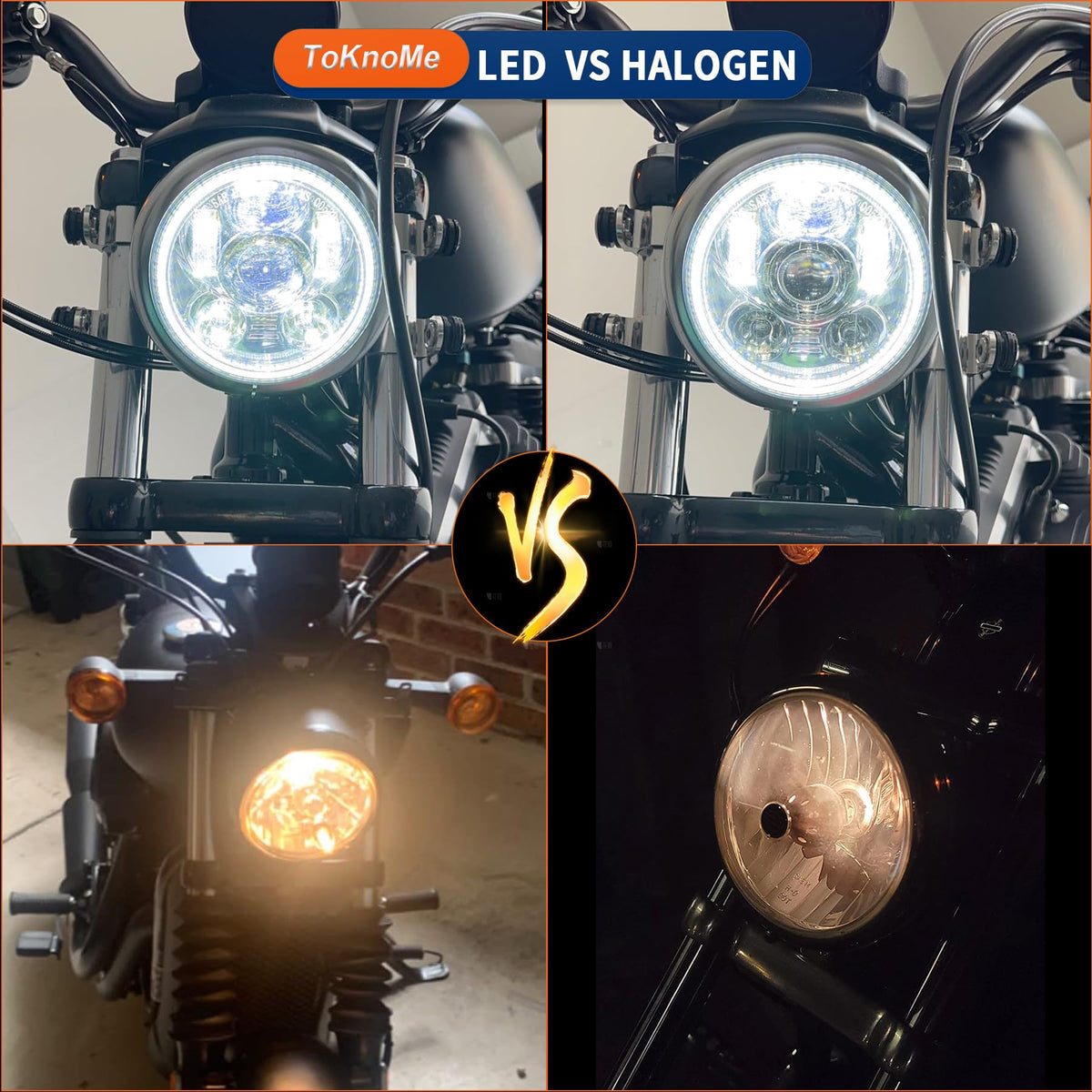 ToKnoMe headlight beside ruler showing 5.75-inch fit for correct sizing