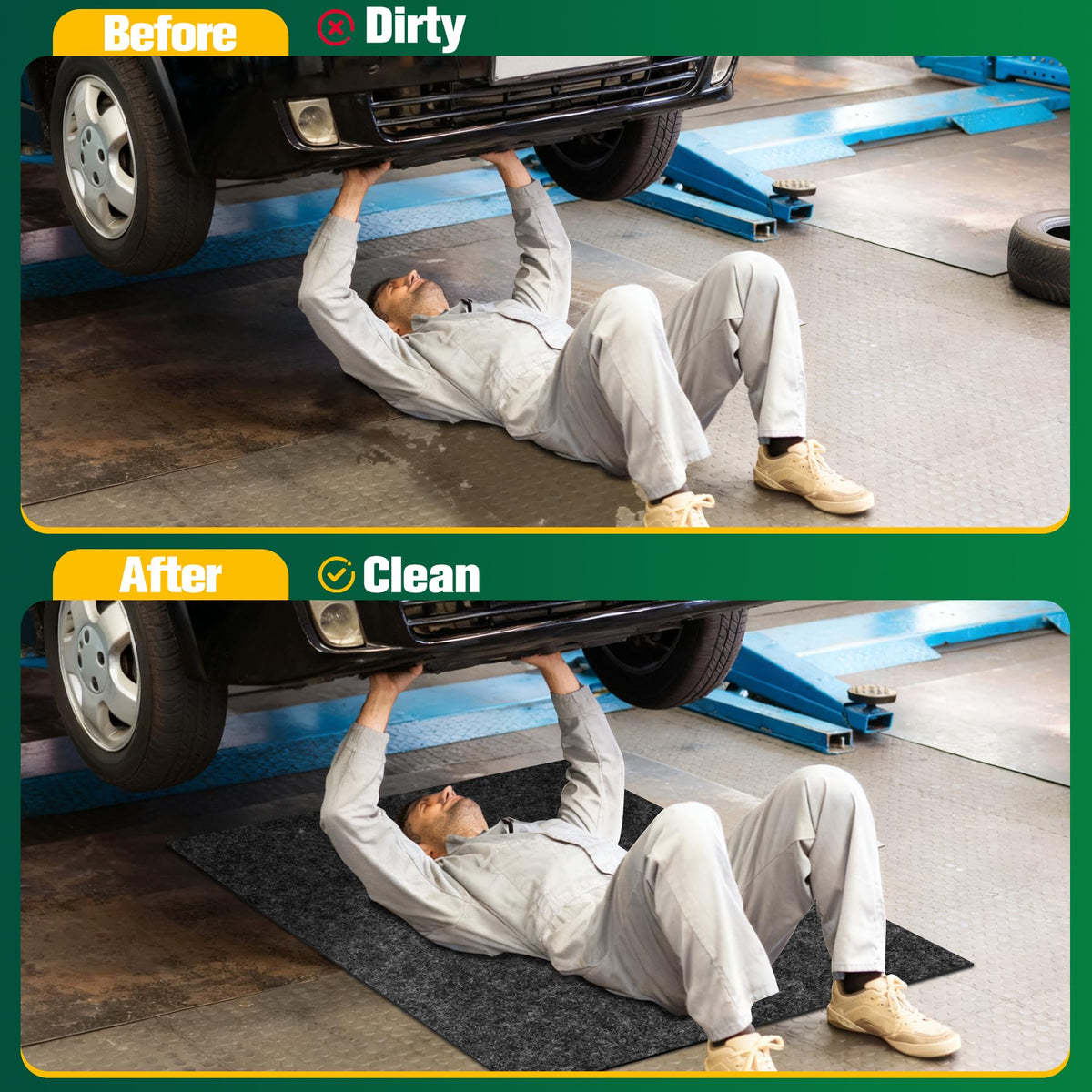 ToLanbbt mat under car absorbing drips and protecting concrete