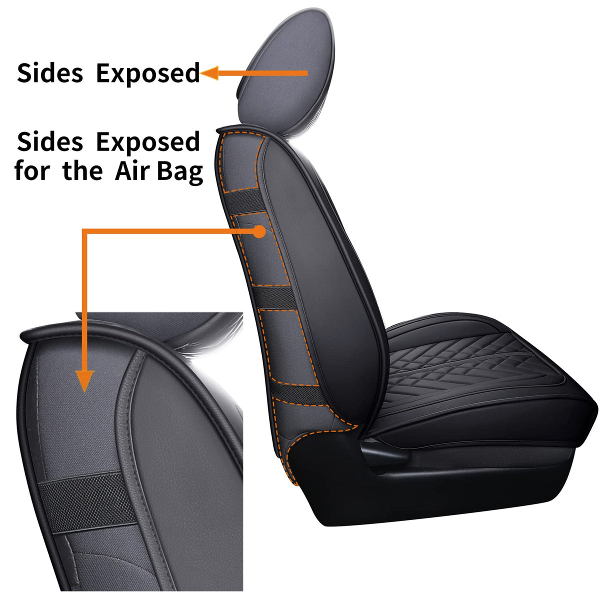 Tomatoman side elastic belt detail showing airbag compatibility benefit