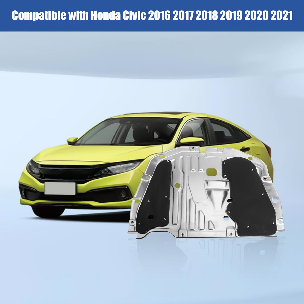 TomGoo installed under a Honda Civic demonstrating secure OEM-fit protection