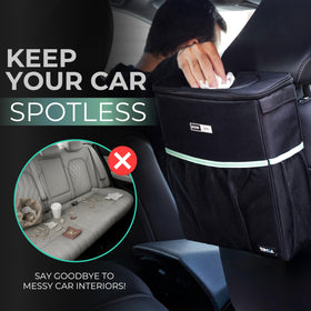 TomKa Essentials RoadBin in family car keeping trash contained and organized