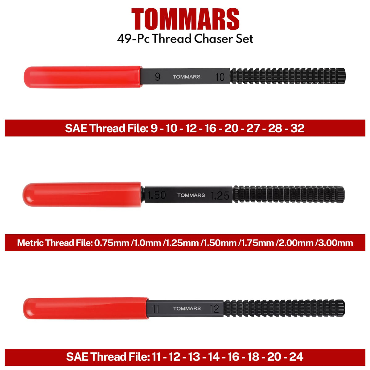 TOMMARS close-up of tap flutes demonstrating precise thread chasing