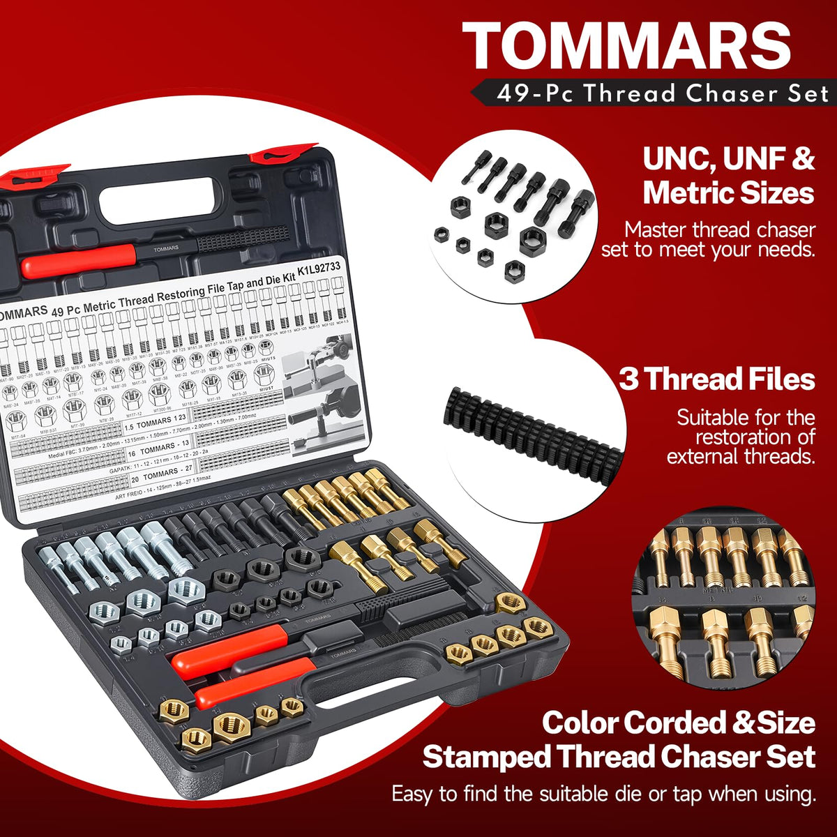 TOMMARS set beside ruler size comparison for scale clarity