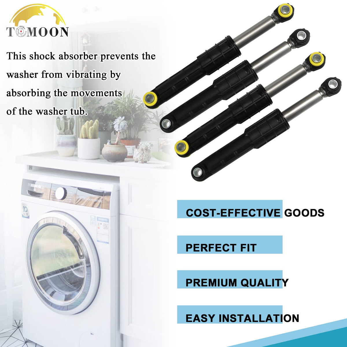 TOMOON in a modern laundry room environment showing quieter, professional-looking results