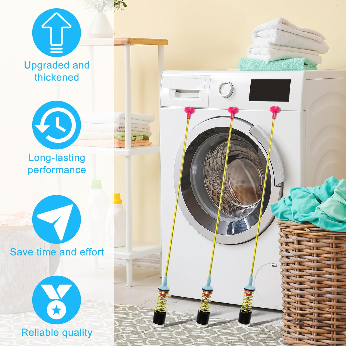 TOMOON suspension rod in a laundry room setting reducing noise and vibration