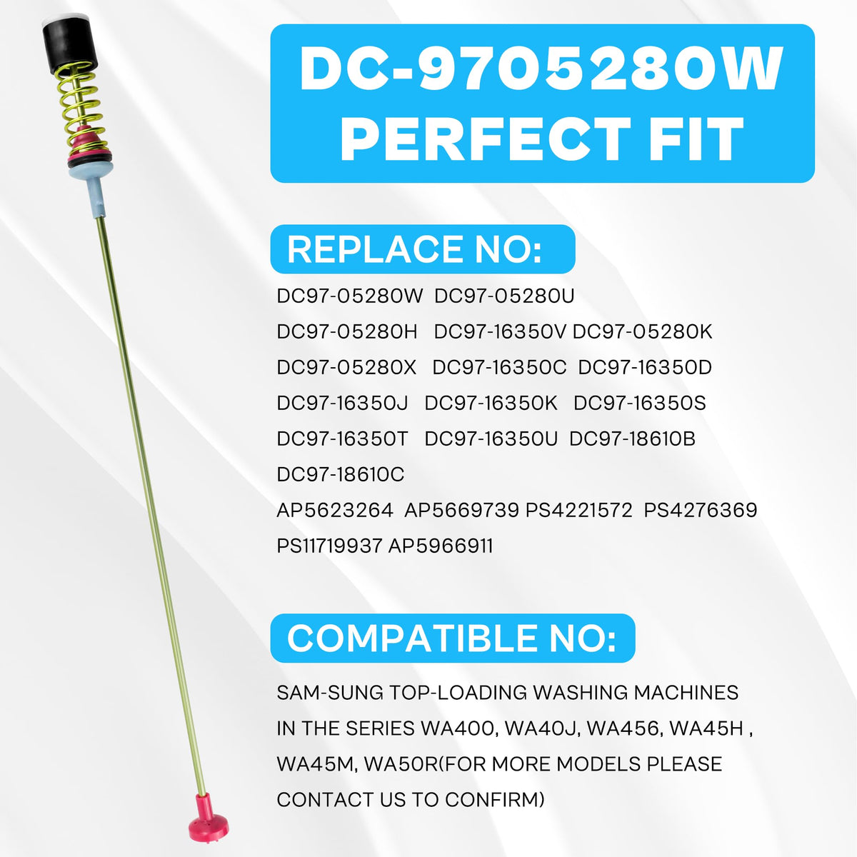 TOMOON suspension rod installed on Samsung washer demonstrating stable operation
